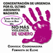 Cartel de la convocatoria de la Coordinador Feminista de Elche para esta tarde. Cartel de la convocatoria de la Coordinador Feminista de Elche para esta tarde.