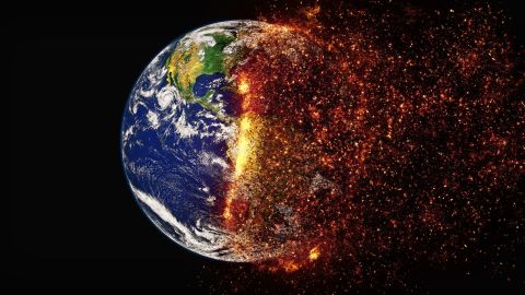 Representación de la Tierra expuesta al calentamiento global Representación de la Tierra expuesta al calentamiento global
