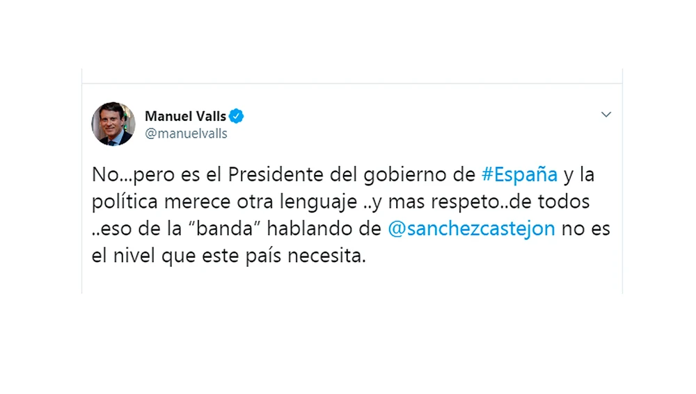 El comentario de Manuel Valls en twitter afeando a Albert Rivera la conducta