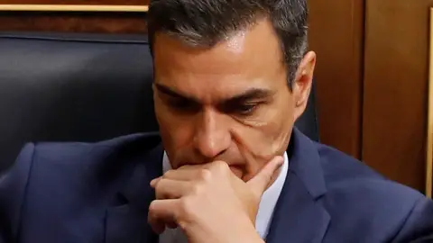 Pedro Sánchez, durante la sesión de investidura Pedro Sánchez, durante la sesión de investidura