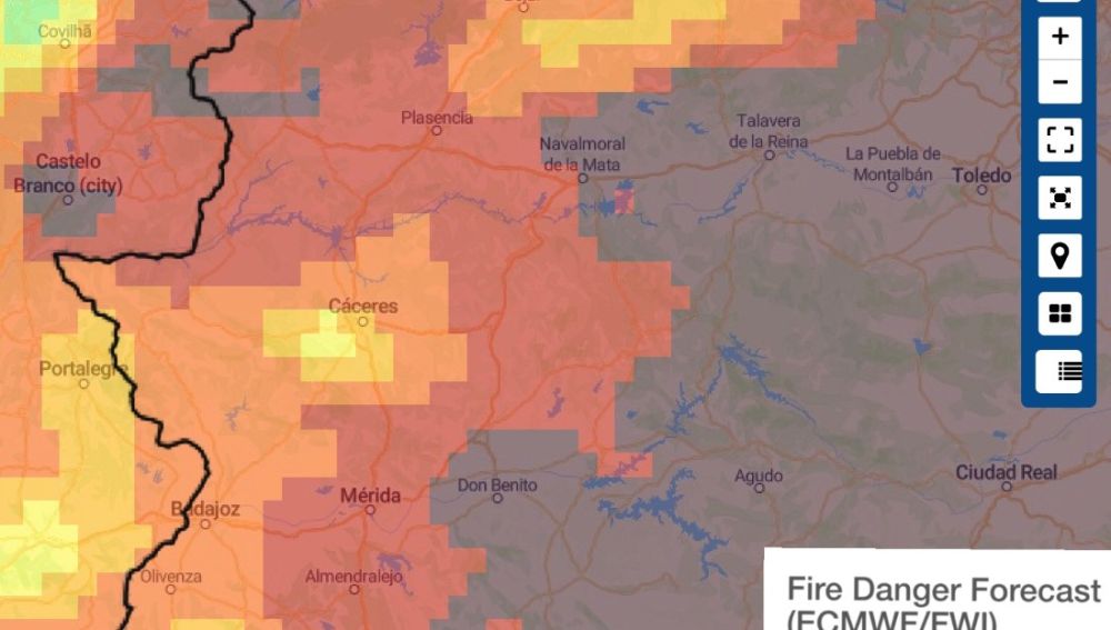 Mapa de Incendios Forestales Extremadura