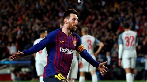 Leo Messi celebra uno de sus goles con el Barcelona