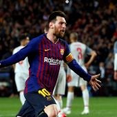 Leo Messi celebra uno de sus goles con el Barcelona