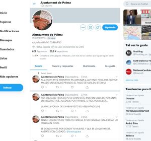 Hackean la cuenta oficial de Twitter del Ayuntamiento de Palma para amenazar a Antoni Noguera Hackean la cuenta oficial de Twitter del Ayuntamiento de Palma para amenazar a Antoni Noguera