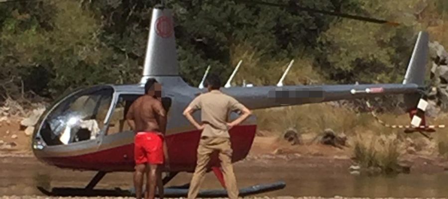 Helicóptero en un paraje no autorizado del Torrent de Pareis, en la Serra de Tramuntana Helicóptero en un paraje no autorizado del Torrent de Pareis, en la Serra de Tramuntana