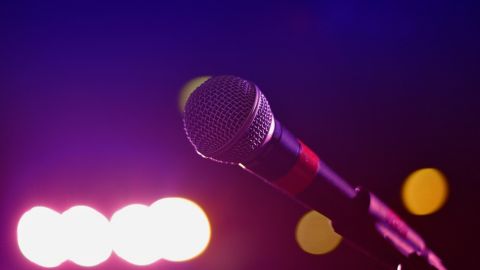 Imagen de un micr&oacute;fono en un karaoke
