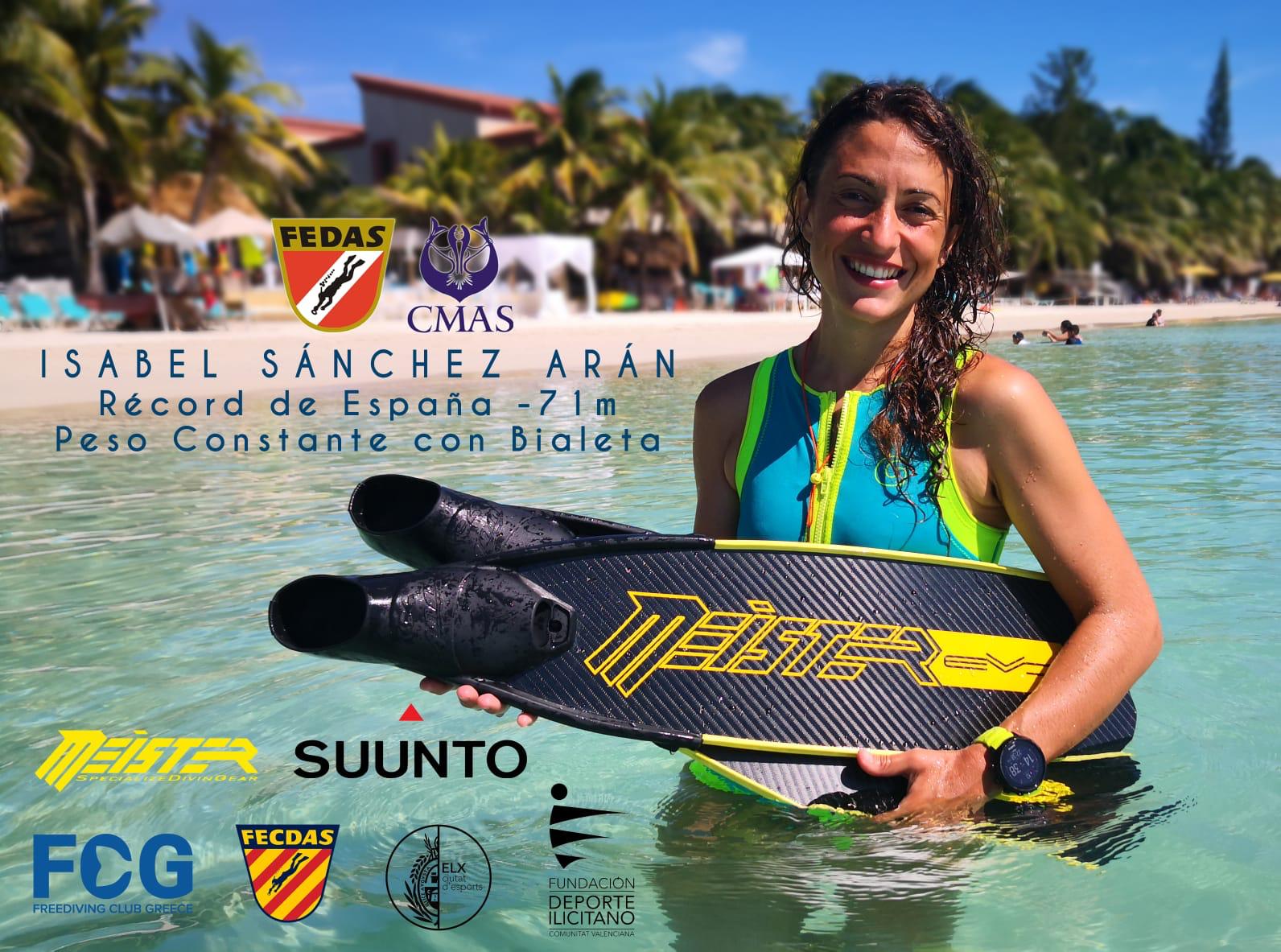 Isabel Sánchez Arán regresa del Mundial de apnea con un récord nacional Isabel Sánchez Arán regresa del Mundial de apnea con un récord nacional
