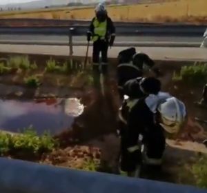 Un camión cisterna sufre un accidente y genera una fuga de hipoclorito sódico en la R2 en Madrid Un camión cisterna sufre un accidente y genera una fuga de hipoclorito sódico en la R2 en Madrid