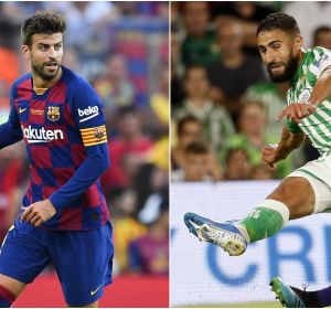 Gerard Piqué y Nabil Fekir Gerard Piqué y Nabil Fekir