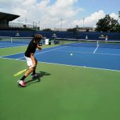 El tenista ilicitano Mario Vilella, en un entrenamiento previo a su debut en la previa del US Open 2019.