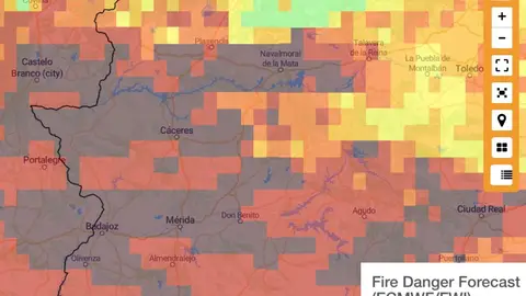 Riesgo Incendios Forestales Extremadura