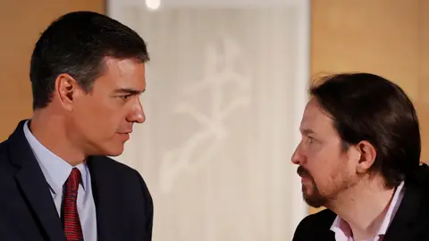 Pedro Sánchez y Pablo Iglesias El presidente del Gobierno, Pedro Sánchez, y el líder de Podemos, Pablo Iglesias