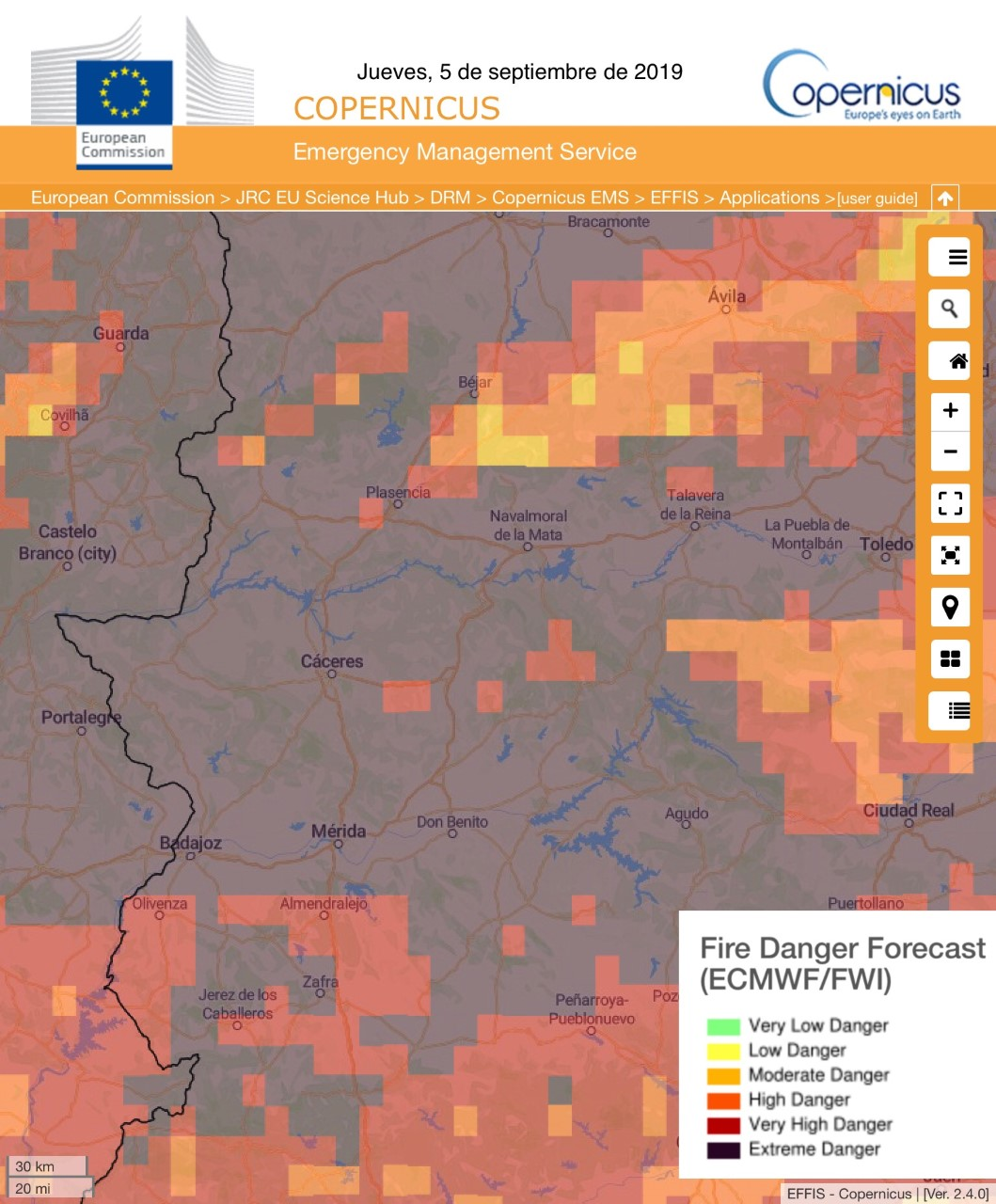 RIESGO DE INCENDIOS FORESTALES Jueves, día 5 de septiembre RIESGO DE INCENDIOS FORESTALES Jueves, día 5 de septiembre