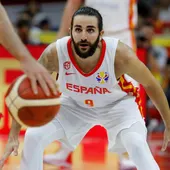 Ricky Rubio, en acción en un partido del Mundial de basket Ricky Rubio, en acción en un partido del Mundial de basket