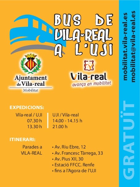 Dilluns torna el bus gratuït a la UJI Dilluns torna el bus gratuït a la UJI