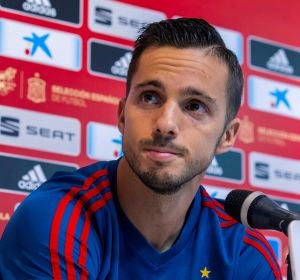 Pablo Sarabia, en la rueda de prensa de la selección española Pablo Sarabia, en la rueda de prensa de la selección española