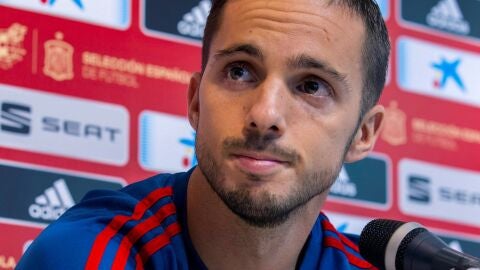 Pablo Sarabia, en la rueda de prensa de la selecci&oacute;n espa&ntilde;ola