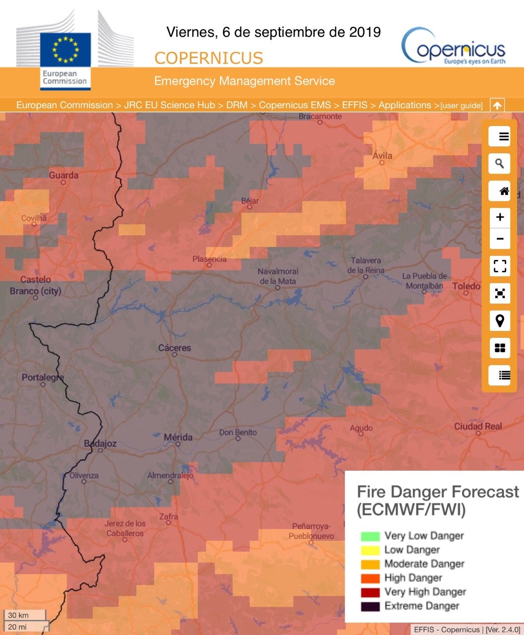 RIESGO DE INCENDIOS FORESTALES Viernes, día 6 de septiembre RIESGO DE INCENDIOS FORESTALES Viernes, día 6 de septiembre
