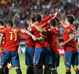 La Selección española de fútbol celebra un gol La Selección española de fútbol celebra un gol