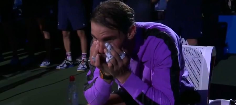 Rafa Nadal se emociona al ver el vídeo homenaje del US Open Rafa Nadal se emociona al ver el vídeo homenaje del US Open