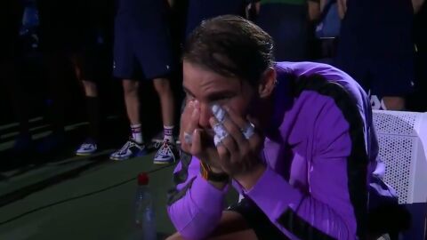 Rafa Nadal se emociona al ver el v&iacute;deo homenaje del US Open