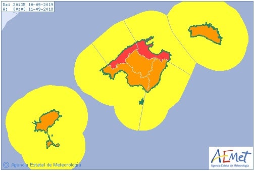 La Aemet activa la alerta roja por lluvias en la Serra de Tramuntana y el norte de Mallorca La Aemet activa la alerta roja por lluvias en la Serra de Tramuntana y el norte de Mallorca