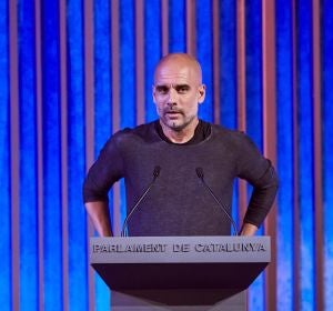 Pep Guardiola, durante su discurso Pep Guardiola, durante su discurso
