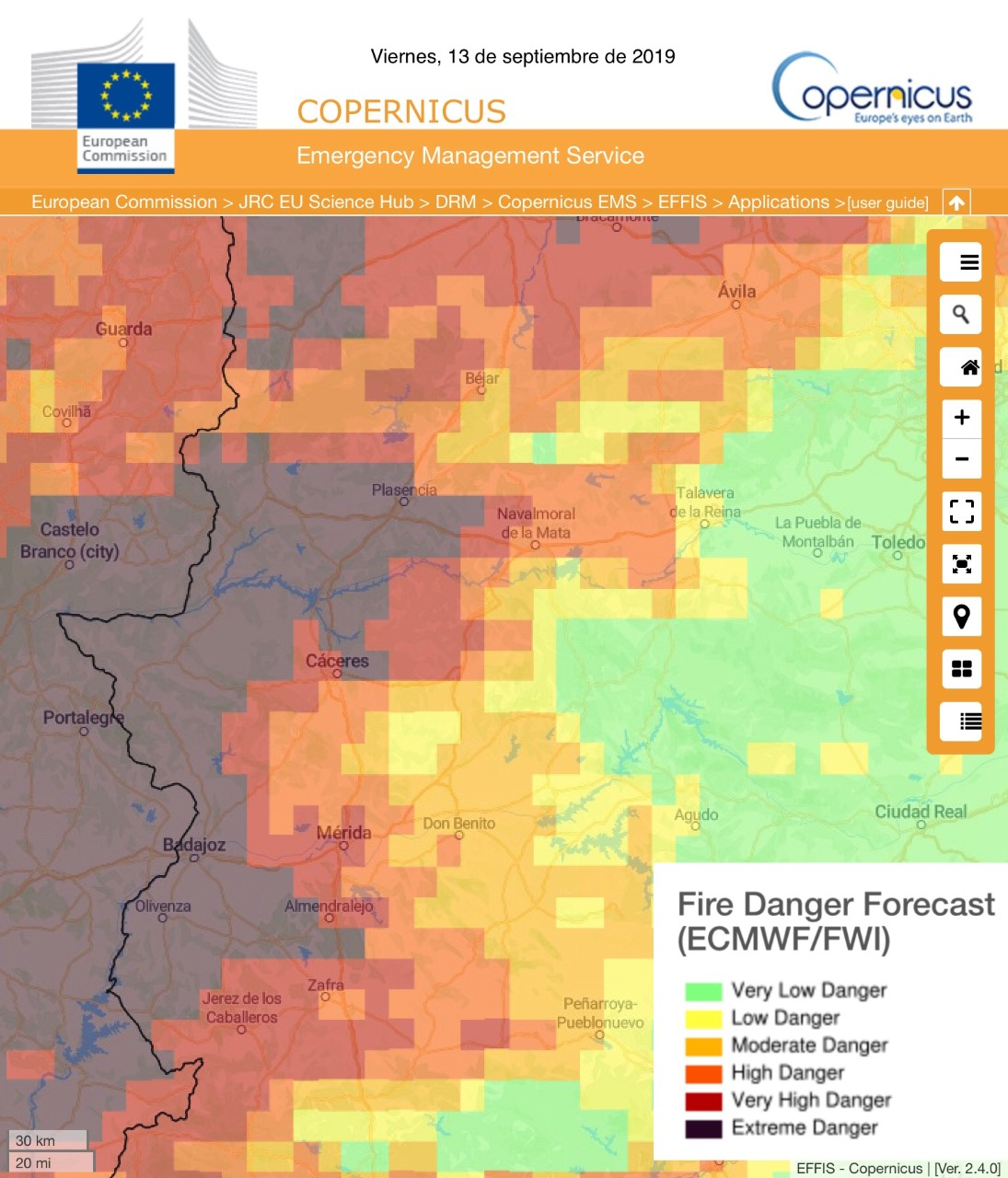 RIESGO DE INCENDIOS FORESTALES Viernes, día 13 de septiembre RIESGO DE INCENDIOS FORESTALES Viernes, día 13 de septiembre