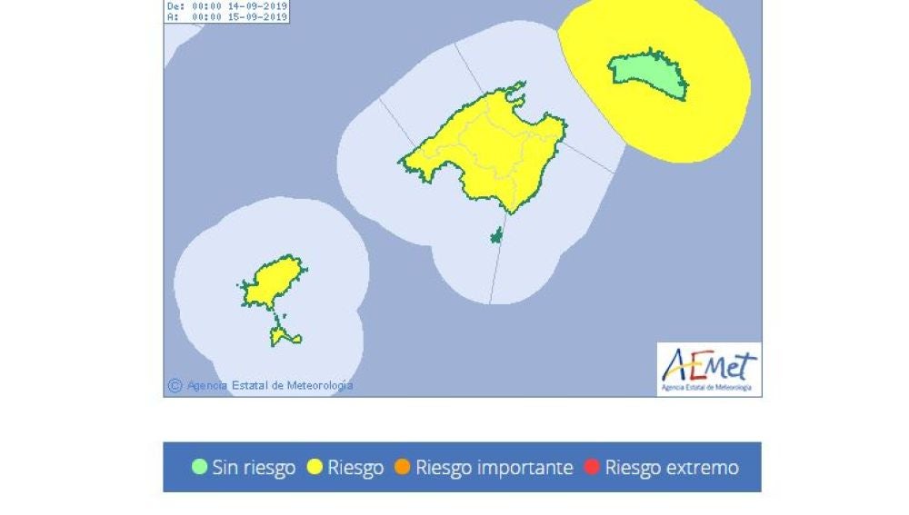 AEMET activa la alerta amarilla en Baleares por la llegada de la DANA debido a las fuertes lluvias, tormentas, viento y mala mar 