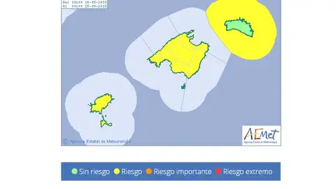 AEMET activa la alerta amarilla en Baleares por la llegada de la DANA debido a las fuertes lluvias, tormentas, viento y mala mar AEMET activa la alerta amarilla en Baleares por la llegada de la DANA debido a las fuertes lluvias, tormentas, viento y mala mar
