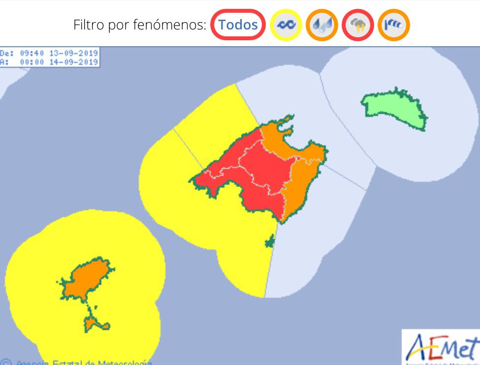 Alerta roja en Baleares por precipitaciones y tormentas Alerta roja en Baleares por precipitaciones y tormentas