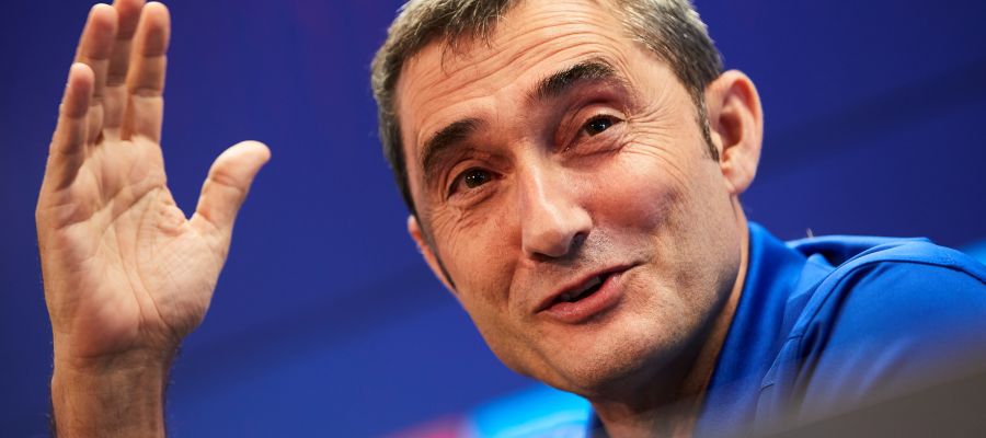 Ernesto Valverde, en una rueda de prensa del Barcelona Ernesto Valverde, en una rueda de prensa del Barcelona