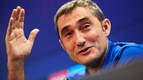 Ernesto Valverde, en una rueda de prensa del Barcelona Ernesto Valverde, en una rueda de prensa del Barcelona
