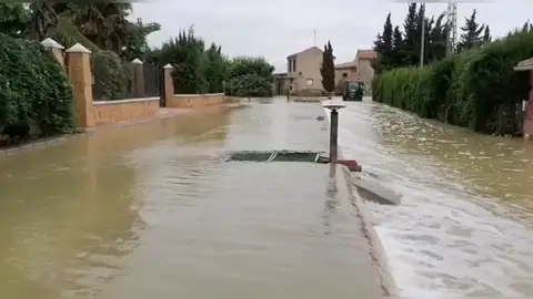 El río Seguro se desborda a su paso por Blanca, Murcia El río Seguro se desborda a su paso por Blanca, Murcia