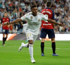 Rodrygo celebra su primer gol con el Real Madrid Rodrygo celebra su primer gol con el Real Madrid
