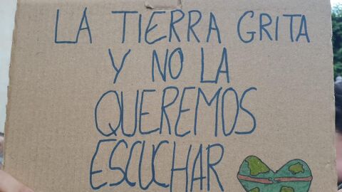 Pancarta en la manifestaci&oacute;n de la Huelga por el clima celebrada en Elche.