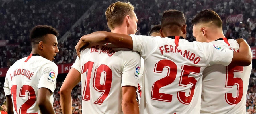 El Sevilla celebra un gol El Sevilla celebra un gol