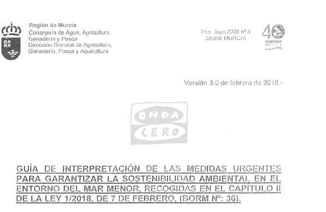 La UPCT no avaló la guía de interpretación de la Ley de Medidas Urgentes para el Mar Menor que elaboró la consejería La UPCT no avaló la guía de interpretación de la Ley de Medidas Urgentes para el Mar Menor que elaboró la consejería