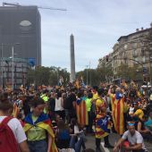 Manifestantes en el centro de Barcelona