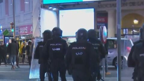 Miembros de Polic&iacute;a Nacional durante la manifestaci&oacute;n en Madrid