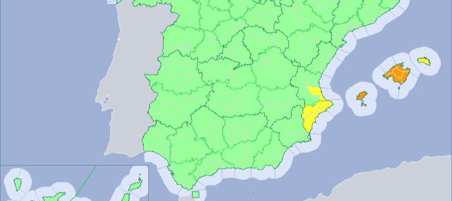 Mapa alertas meteorológicas de la Aemet. Mapa alertas meteorológicas de la Aemet.