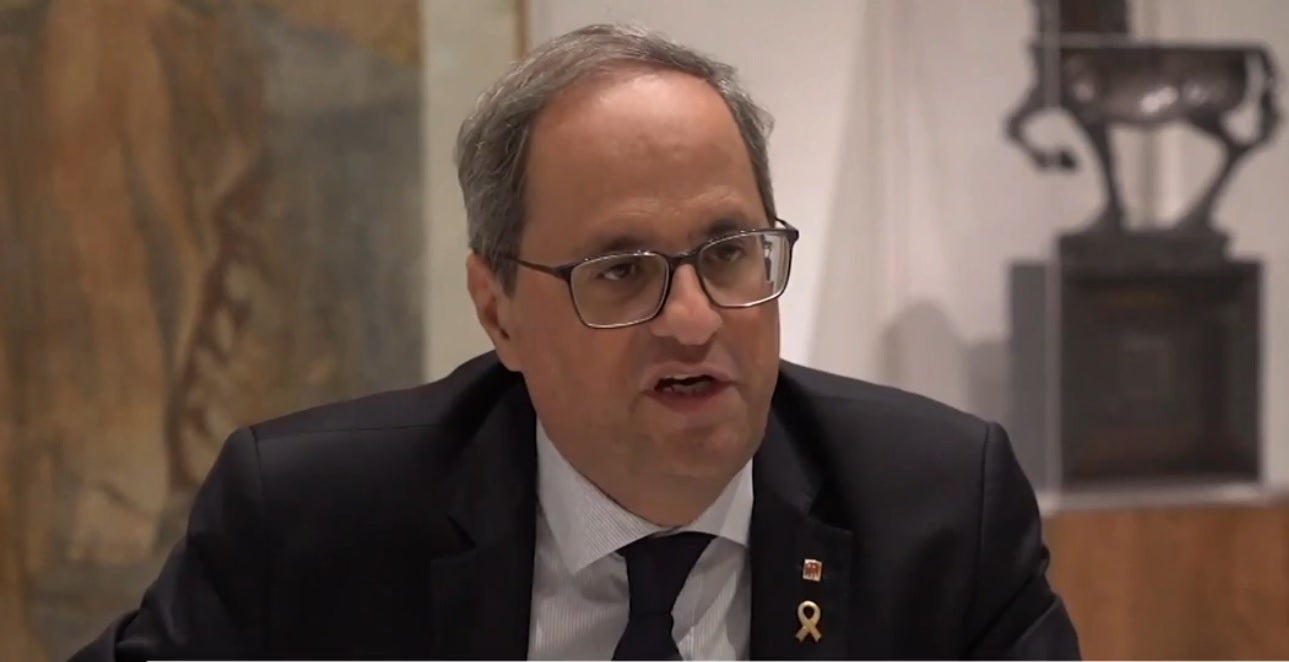 Torra urge al diálogo a Pedro Sánchez y pide la mediación internacional: "El gobierno de España no es capaz de entender la gravedad del momento" Torra urge al diálogo a Pedro Sánchez y pide la mediación internacional: "El gobierno de España no es capaz de entender la gravedad del momento"