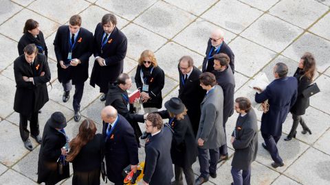 Varios de los familiares de la familia Franco a su llegada al Valle de los Ca&iacute;dos