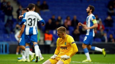Los jugadores del Espanyol celebran un gol ante el Ludogorets
