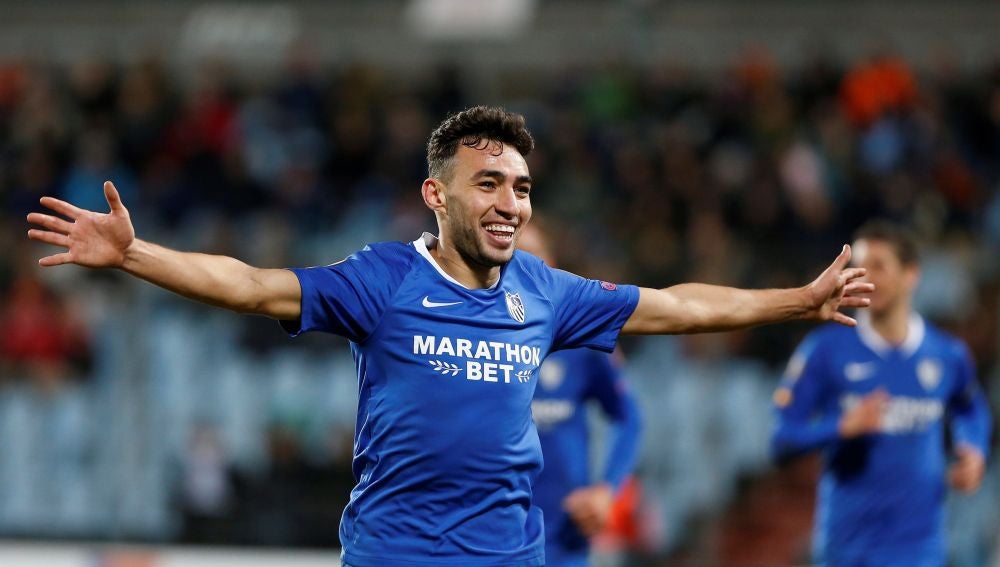 Munir celebra uno de sus tres goles Munir celebra uno de sus tres goles