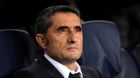 Ernesto Valverde, durante un partido del Bar&ccedil;a