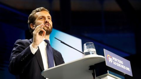 Pablo Casado en el acto de cierre de campa&ntilde;a del PP