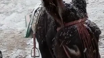 Casimiro acude a votar bajo la nieve junto a su burra Juanita 