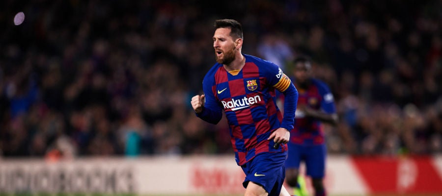 Lionel Messi celebra un gol Lionel Messi celebra un gol