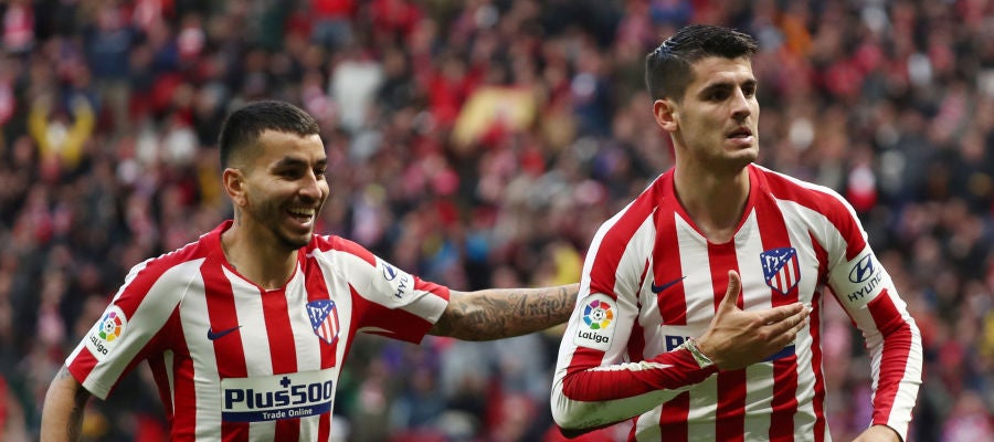 Álvaro Morata celebra uno de sus goles con el Atlético Álvaro Morata celebra uno de sus goles con el Atlético